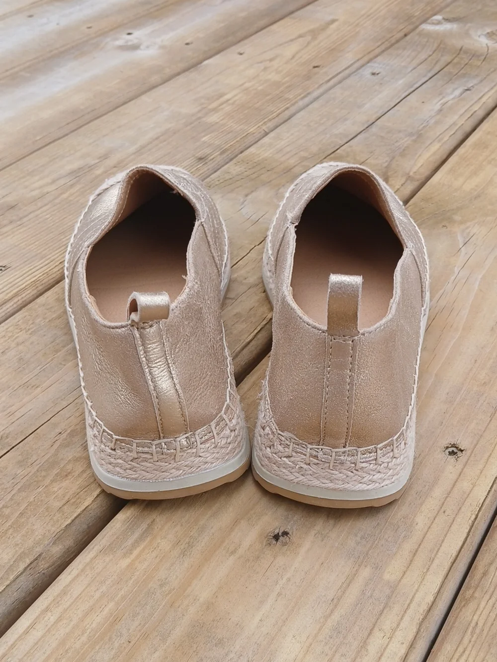 Metallic Gold Slip-On Espadrilles for Women